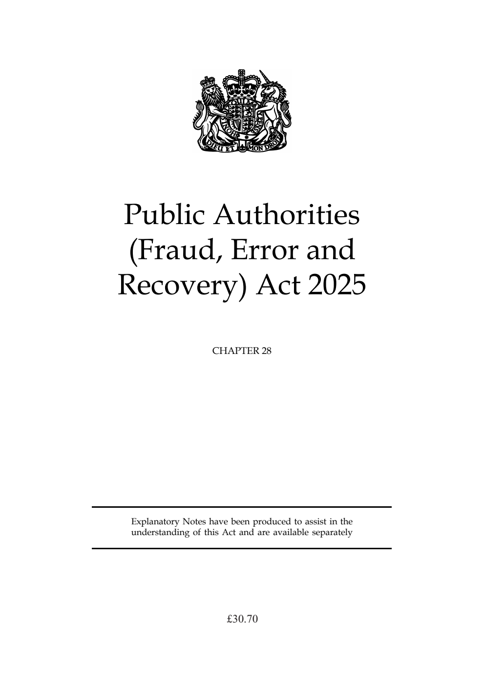 Public Authorities (Fraud, Error and Recovery) Act 2025: Chapter 28