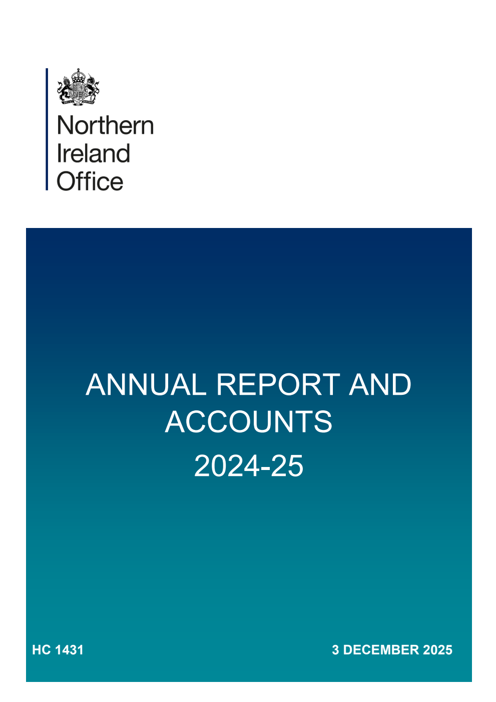 Northern Ireland Office Annual Report and Accounts 2024-25 (for the year ended 31 March 2025)