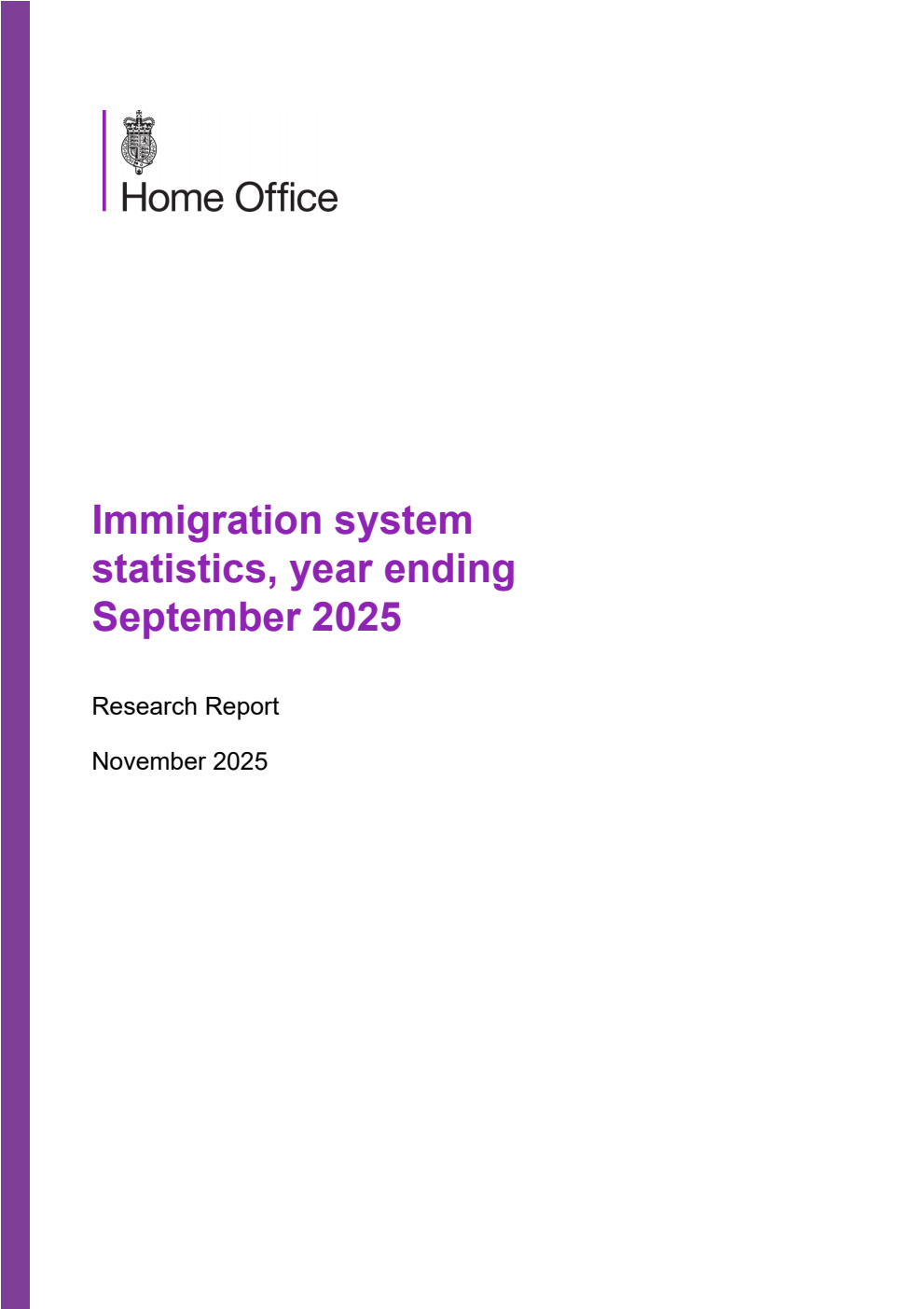 Home Office Research Report Immigration system statistics, year ending September 2025