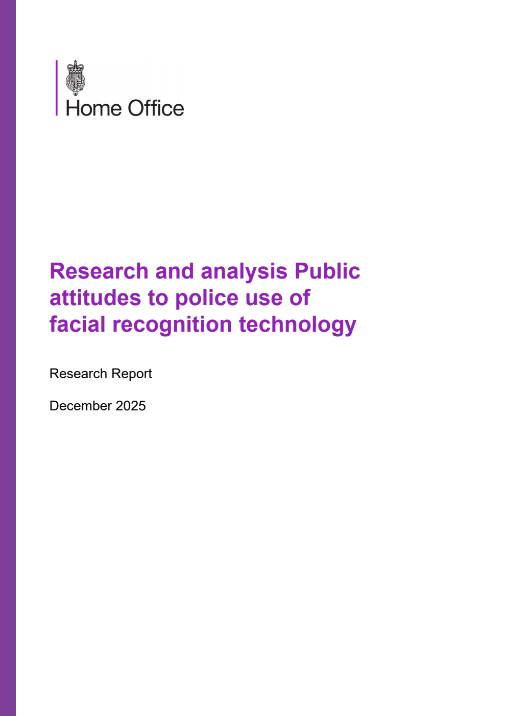 Home Office Research Report Research and analysis Public attitudes to police use of facial recognition technology