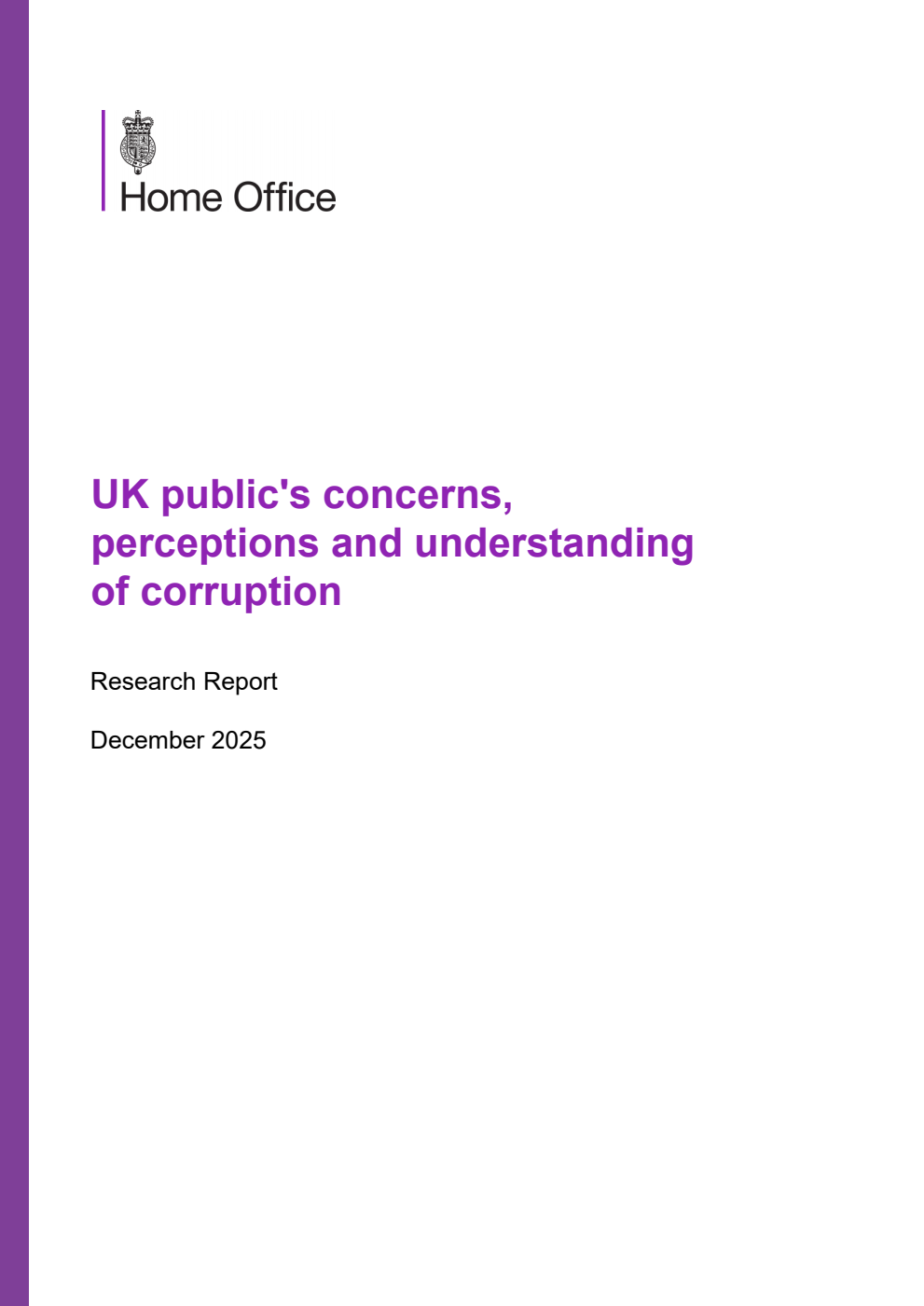Home Office Research Report UK public's concerns, perceptions and understanding of corruption