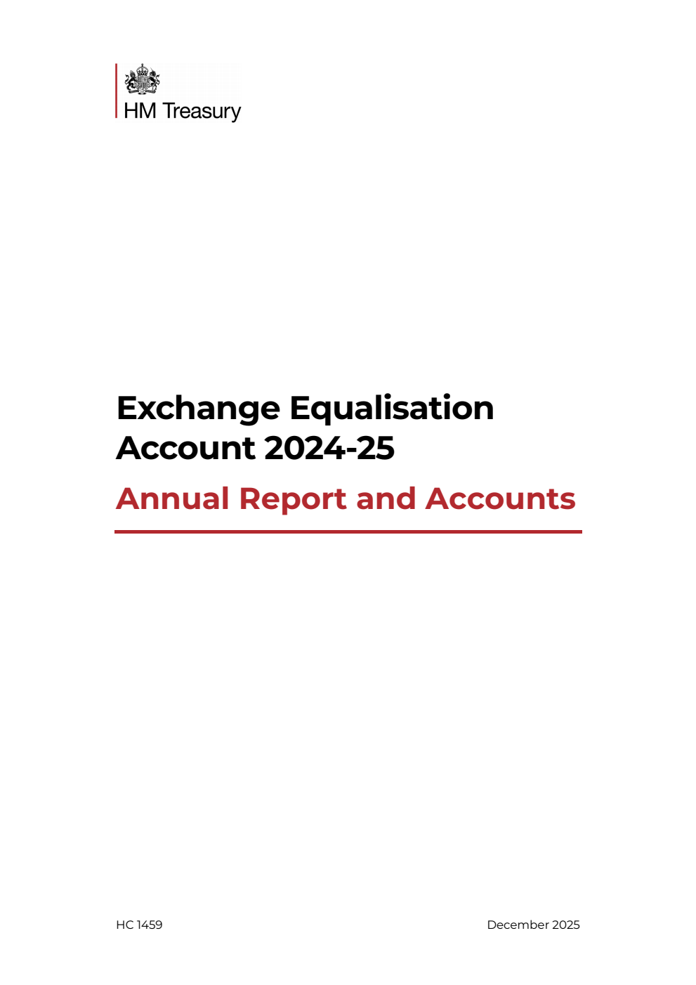 Exchange Equalisation Account 2024-25 Annual Report and Accounts