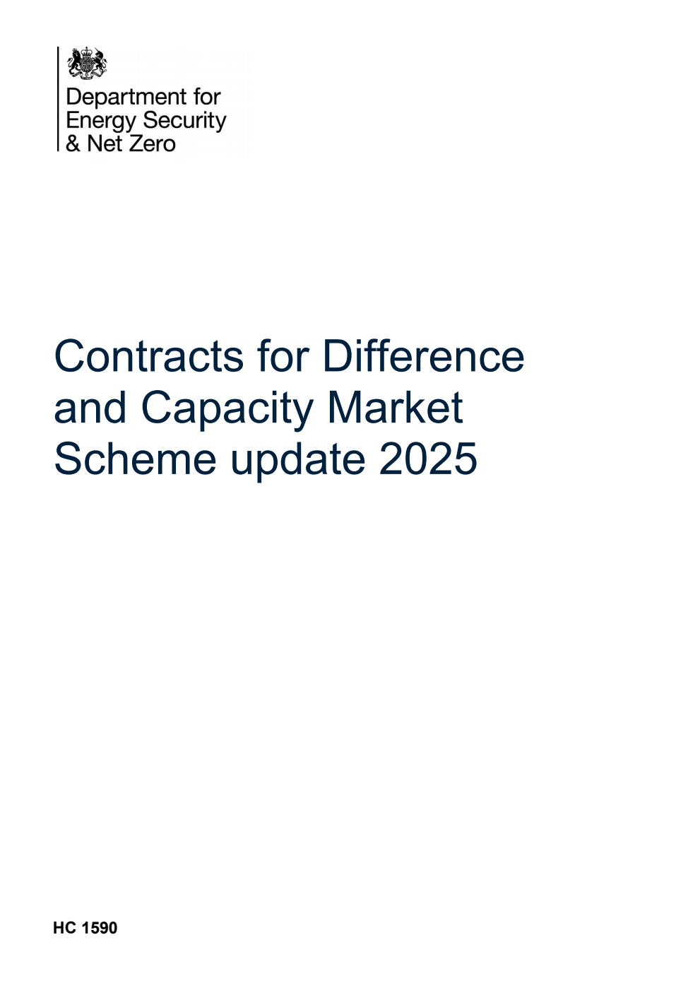 Contracts for Difference and Capacity Market scheme update 2025