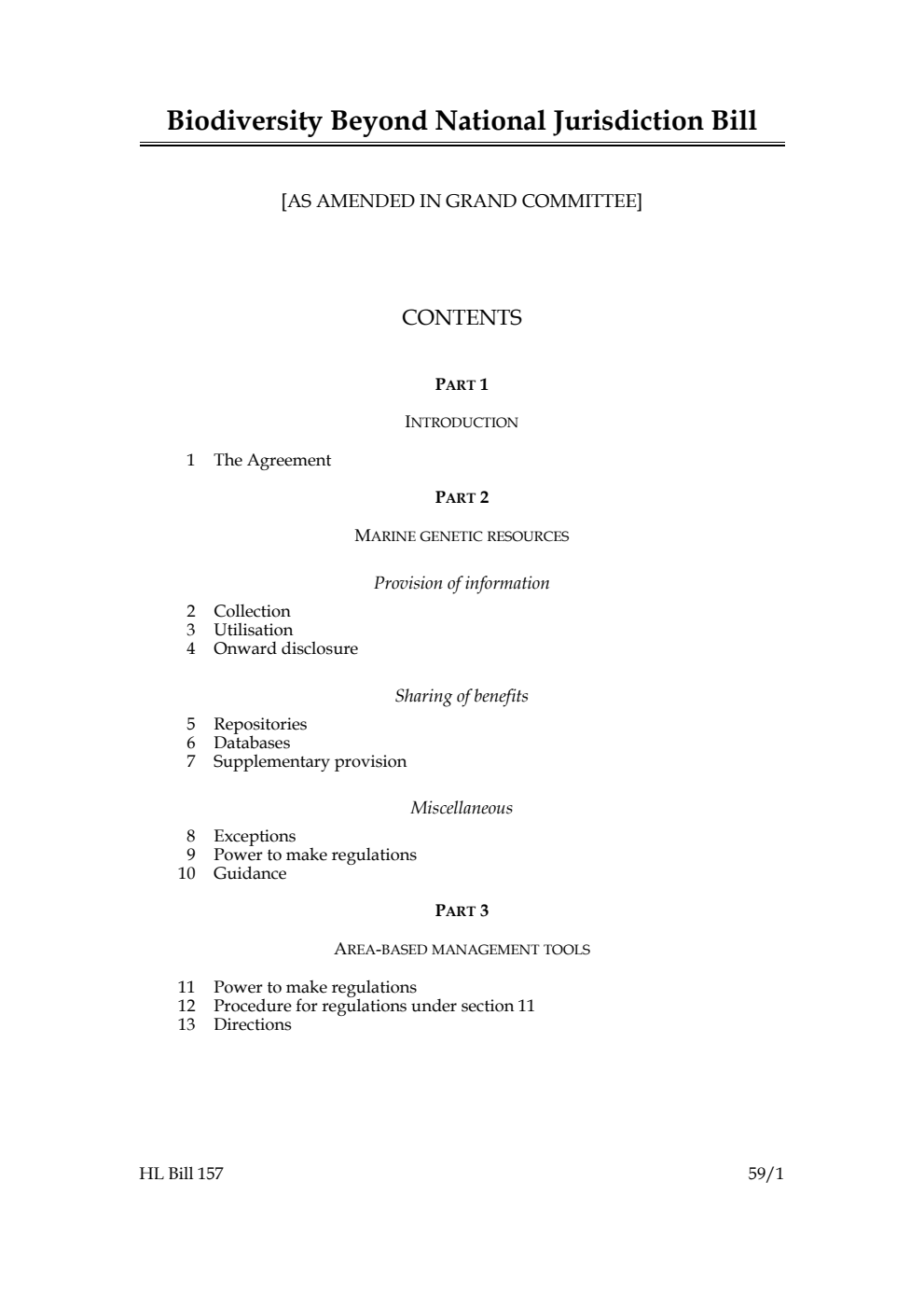 Biodiversity Beyond National Jurisdiction Bill [as amended in Grand Committee]