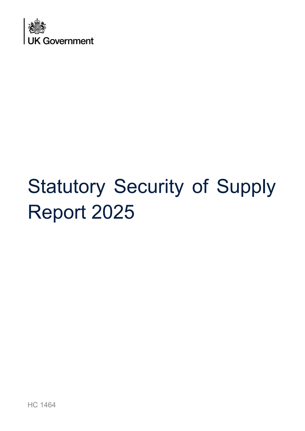 Statutory Security of Supply Report 2025