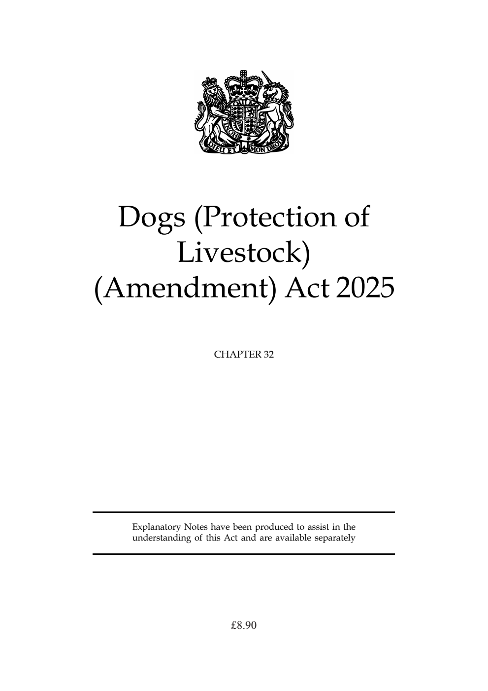 Dogs (Protection of Livestock) (Amendment) Act 2025: Chapter 32