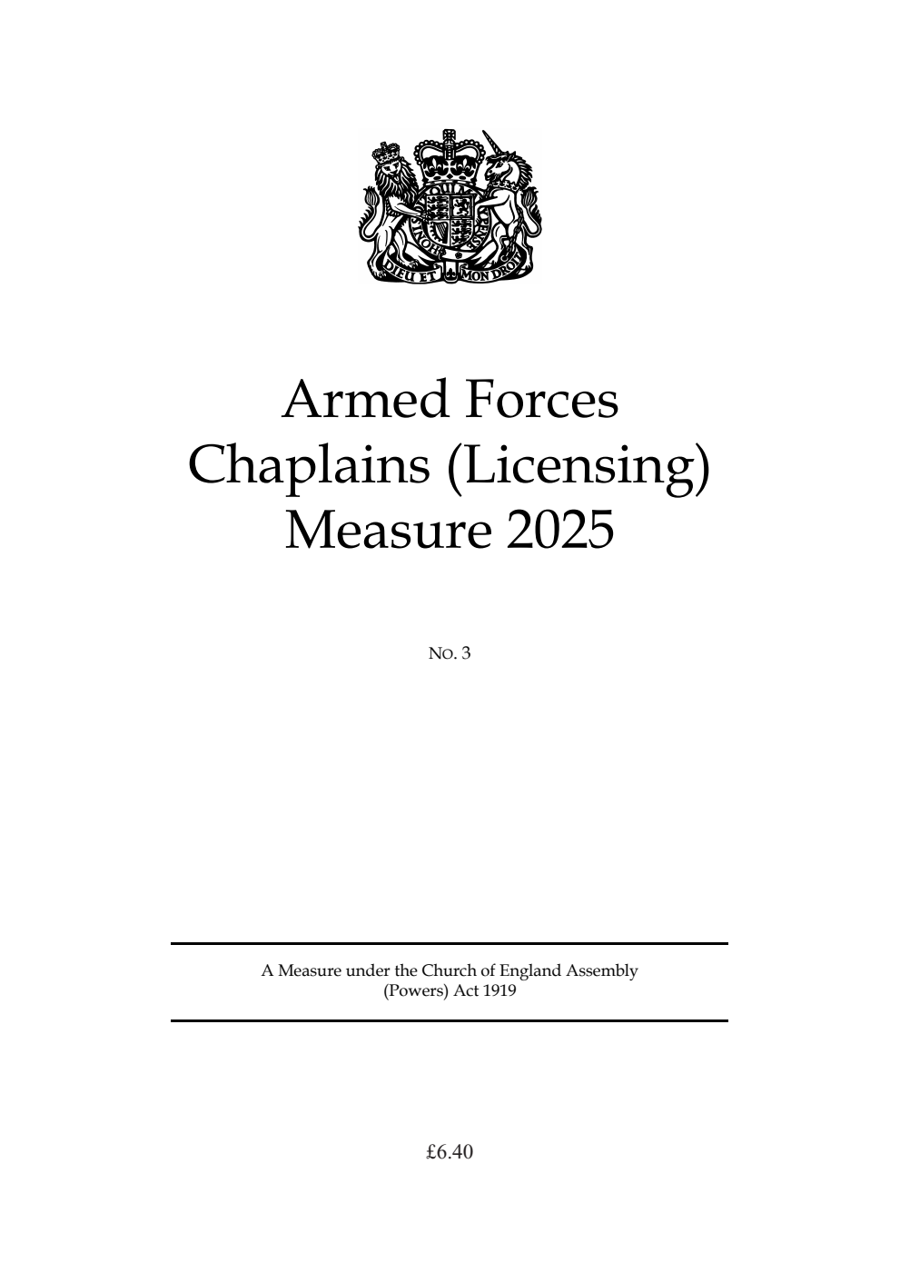 Armed Forces Chaplains (Licensing) Measure 2025