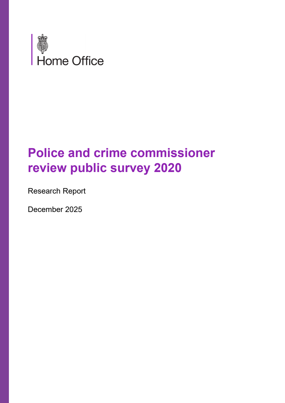 Home Office Research Report Police and crime commissioner review public survey 2020
