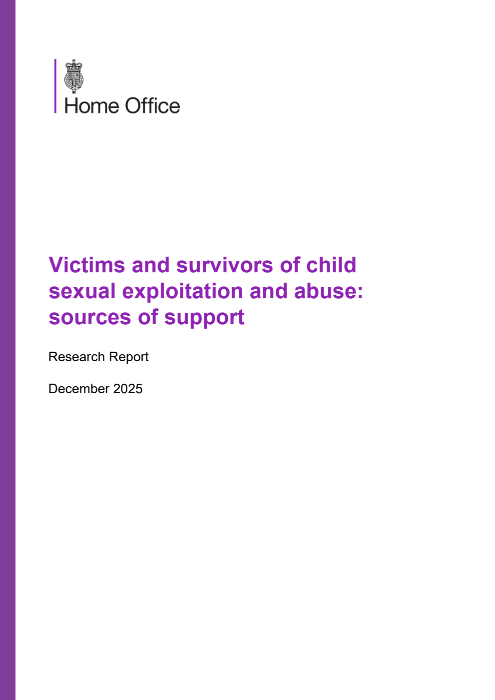 Home Office Research Report Victims and survivors of child sexual exploitation and abuse: sources of support
