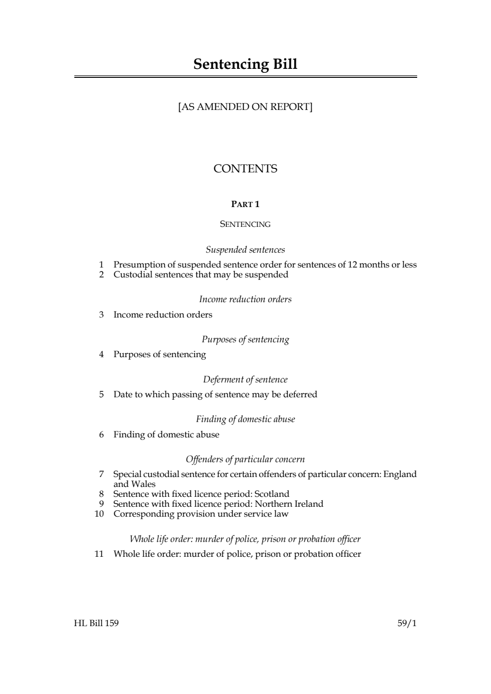 Sentencing Bill [as amended on Report]