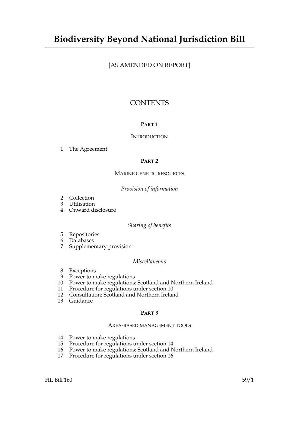 Biodiversity Beyond National Jurisdiction Bill [as amended on Report]