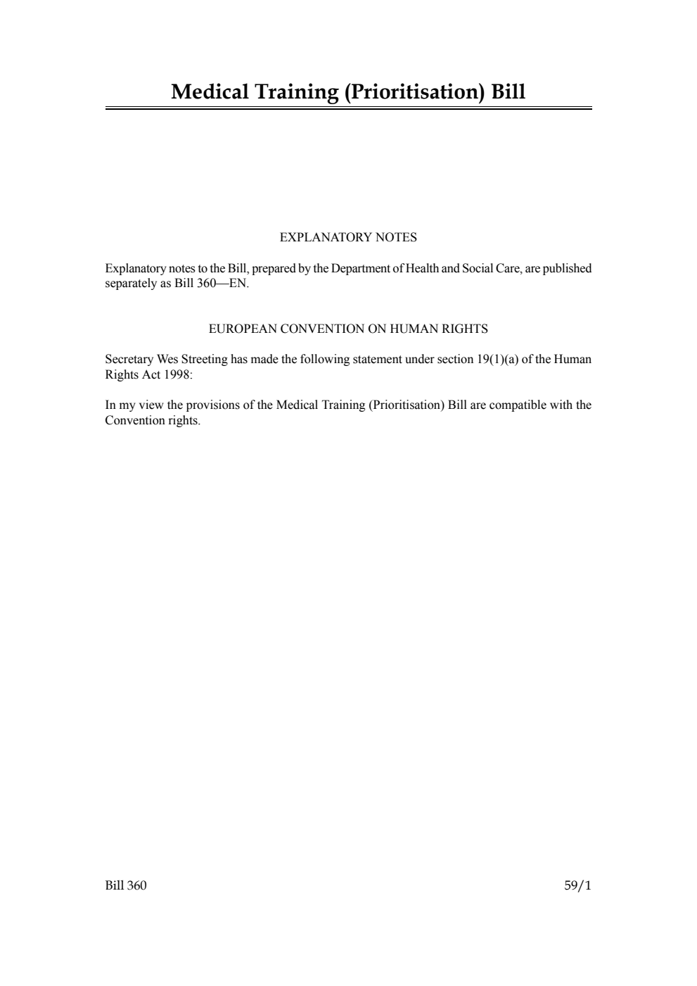 Medical Training (Prioritisation) Bill