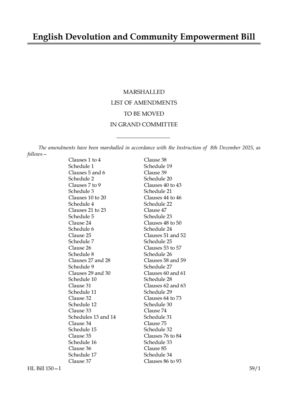 English Devolution and Community Empowerment Bill Marshalled List of amendments to be moved in Grand Committee