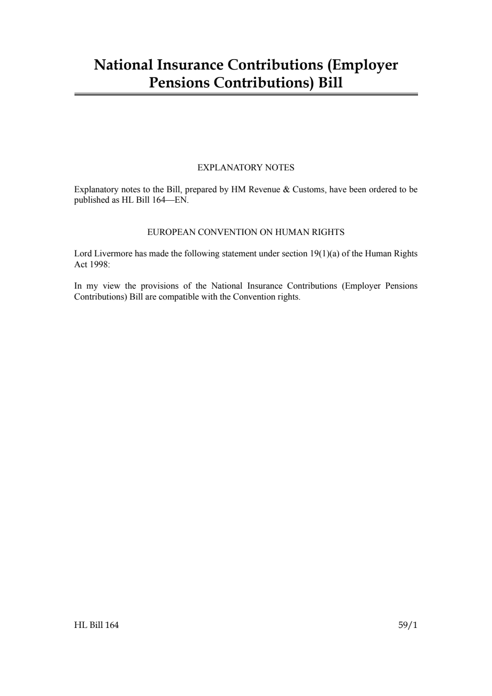 National Insurance Contributions (Employer Pensions Contributions) Bill [as brought from the Commons]
