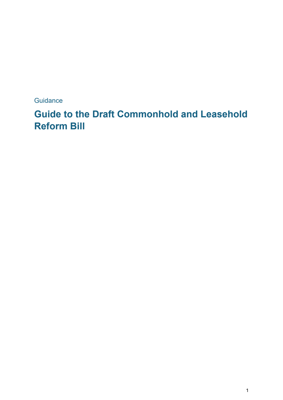 Guide to the Draft Commonhold and Leasehold Reform Bill
