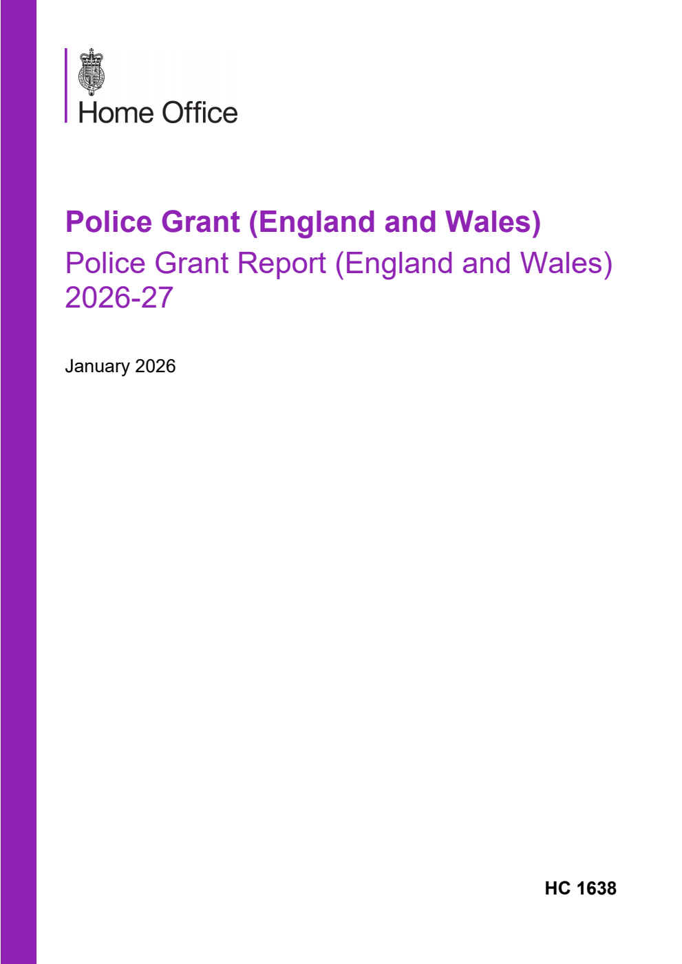 Police Grant (England and Wales) Police Grant Report (England and Wales) 2026-27