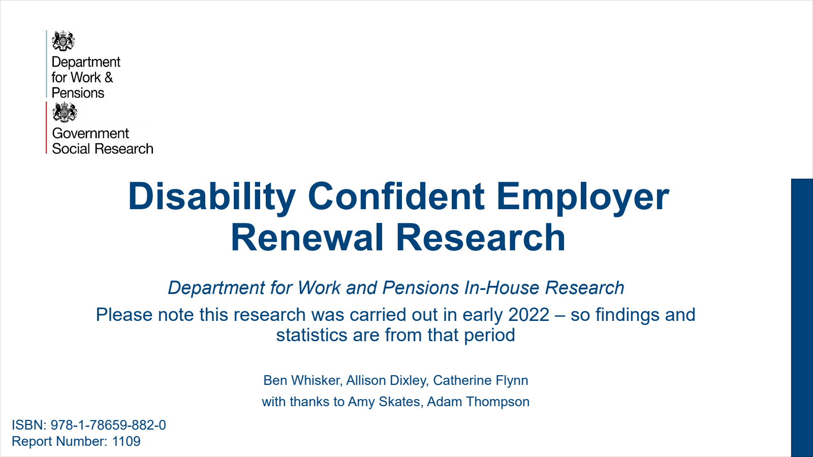 Research Report 1109 Disability Confident Employer Renewal Research