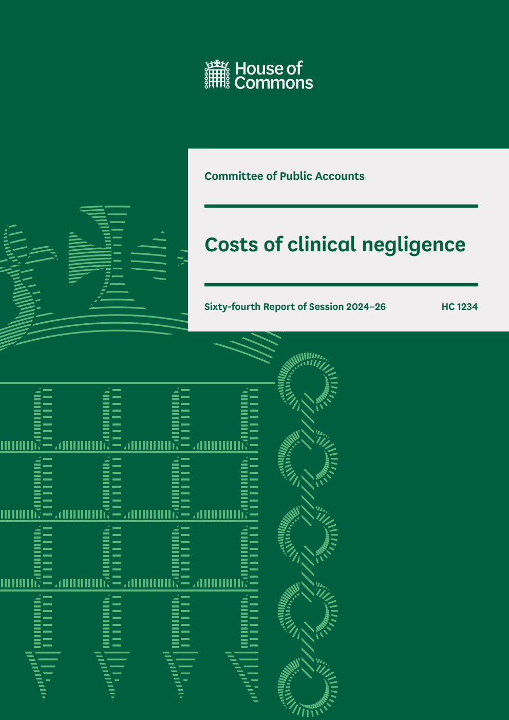 Public Accounts Committee 64th Report. Costs of clinical negligence Volume 1. Report