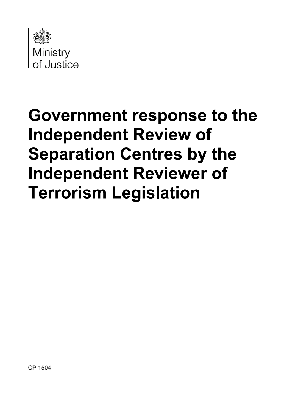 Government response to the Independent Review of Separation Centres by the Independent Reviewer of Terrorism Legislation
