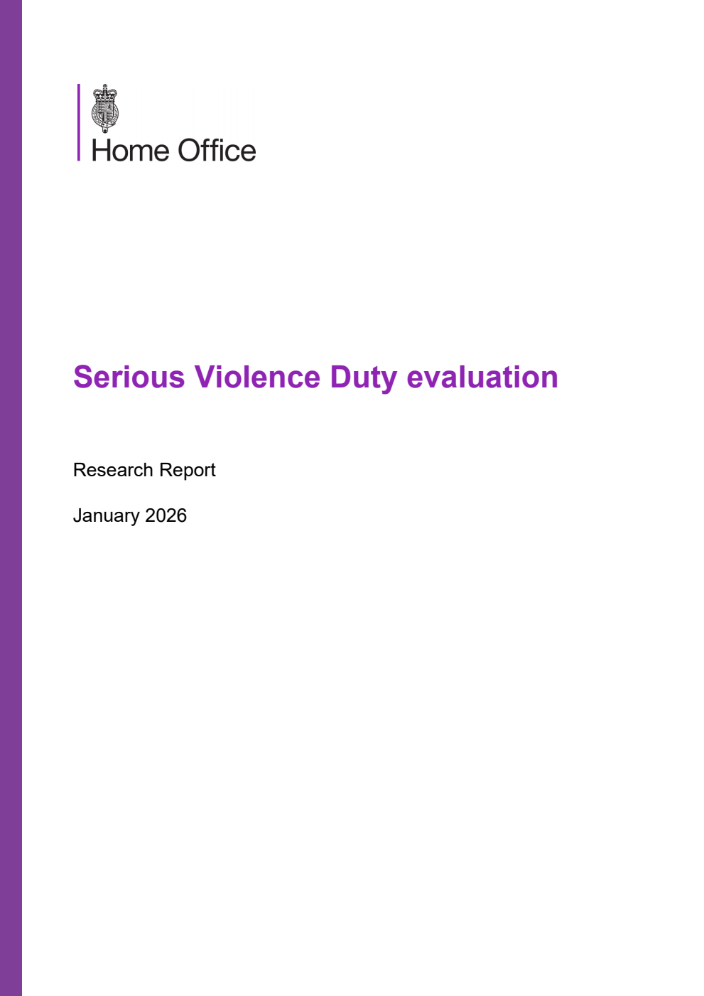 Home Office Research Report Serious Violence Duty evaluation