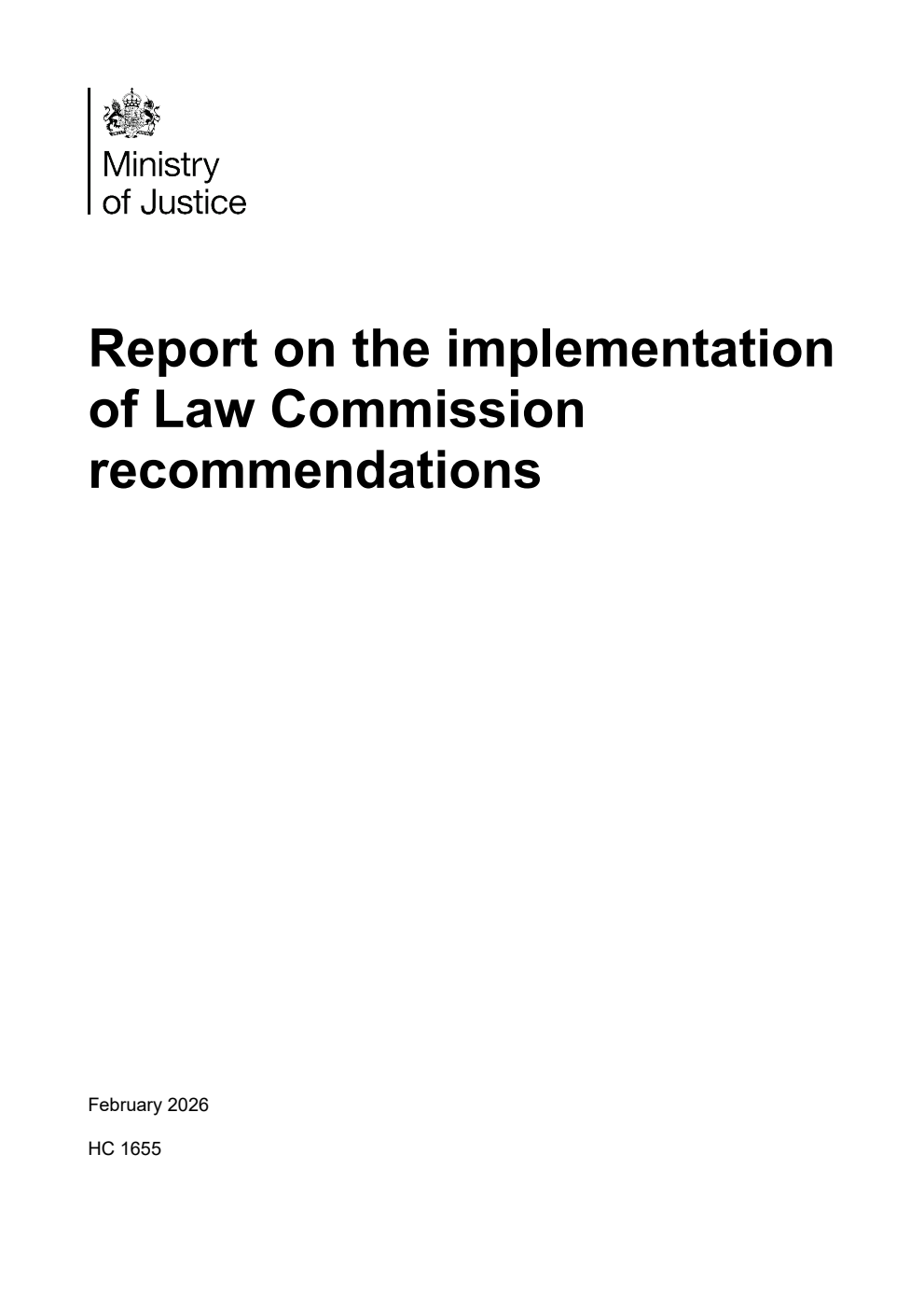 Report on the implementation of Law Commission recommendations. February 2026