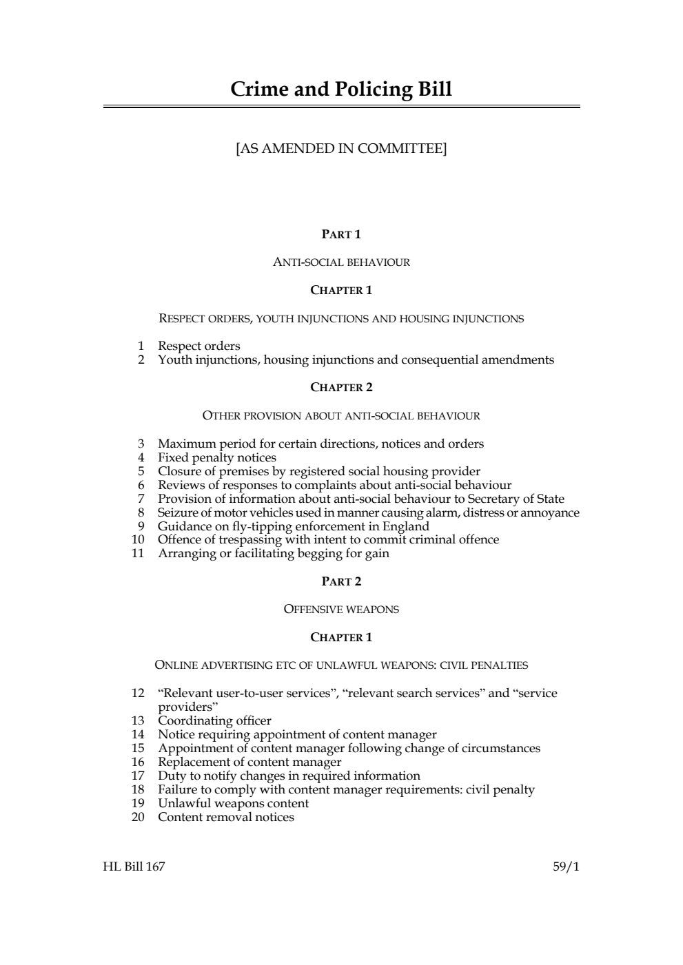 Crime and Policing Bill [as amended in Committee]