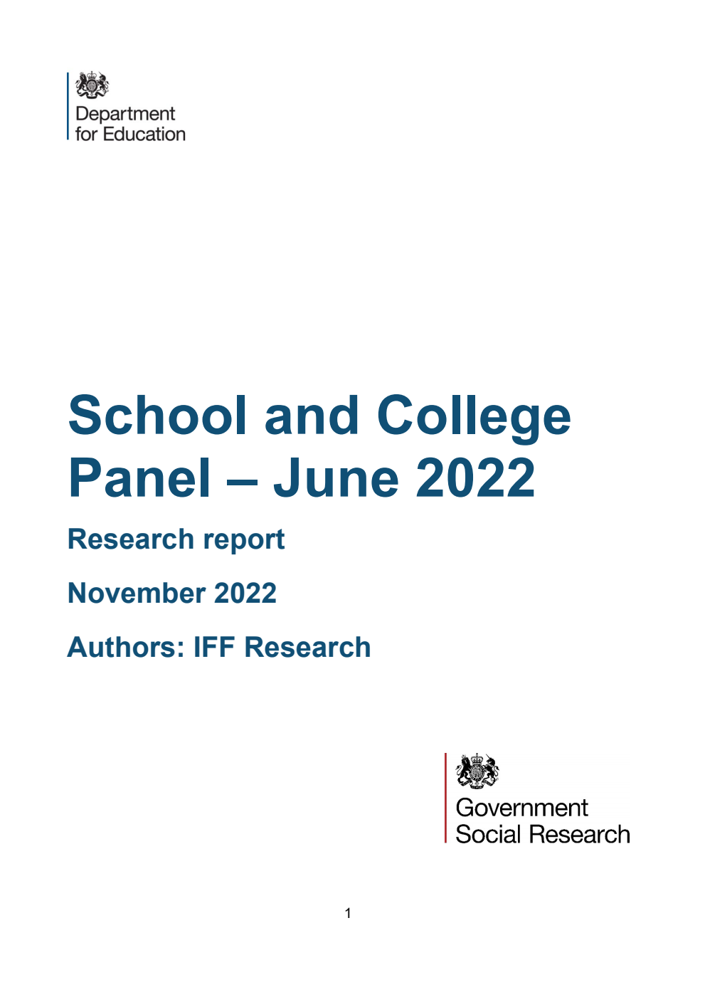 DFE-RR1292 School and College Panel – June 2022. Research report. Updated, January 2026