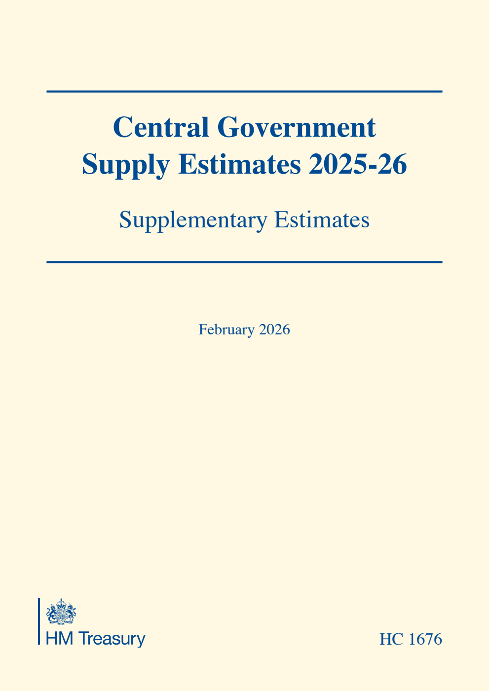Central Government Supply Estimates 2025-26: Supplementary Estimates for the year ending 31 March 2026