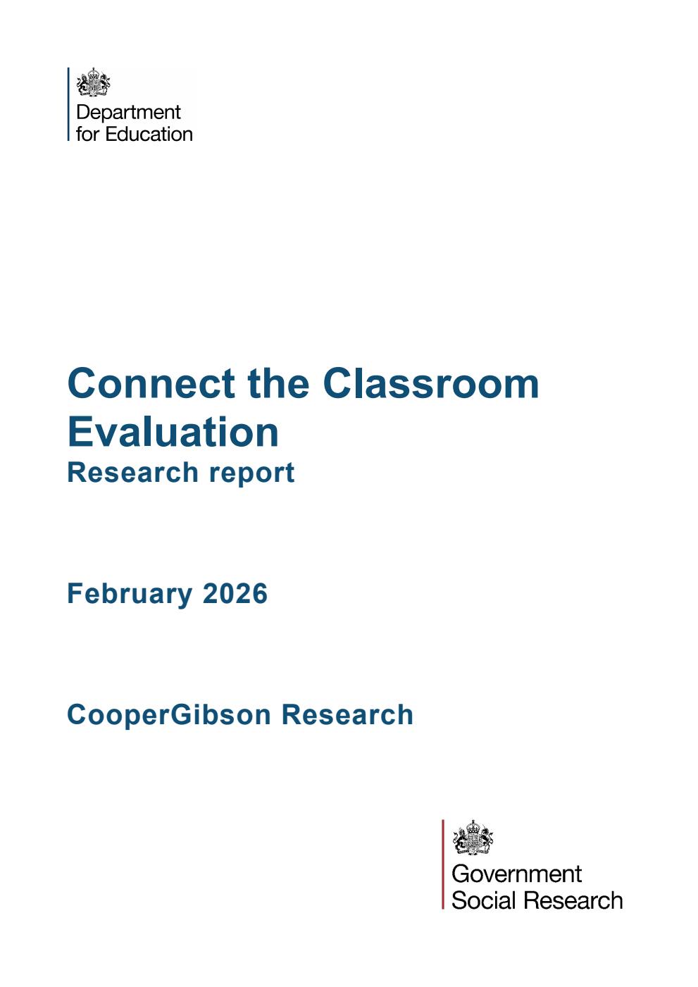 DFE-RR 1586 Connect the Classroom Evaluation. Research report. February 2026