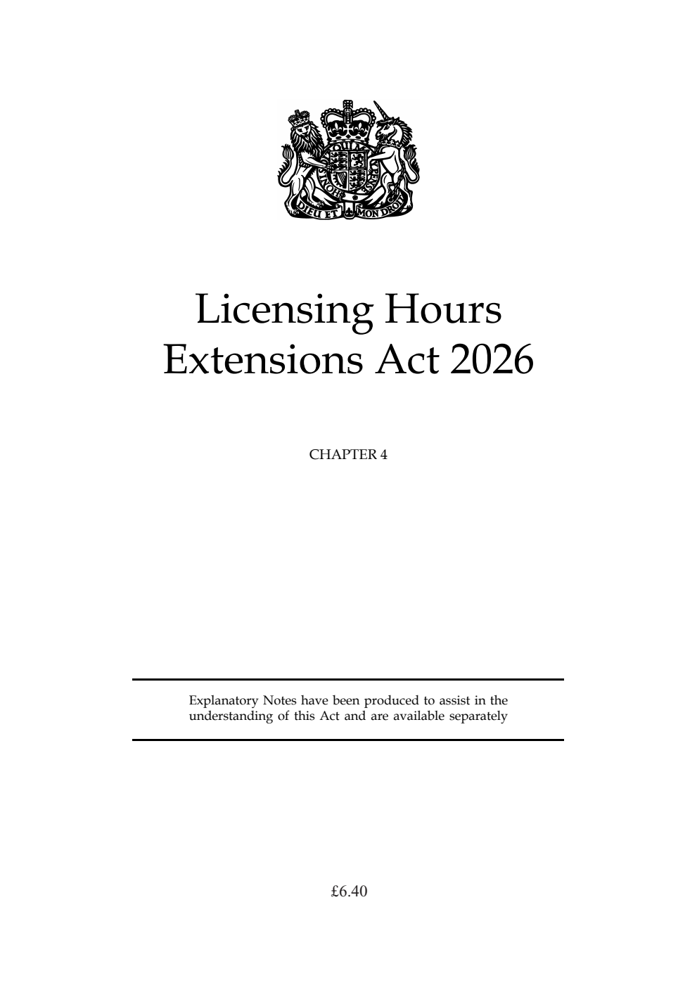 Licensing Hours Extensions Act 2026: Chapter 4