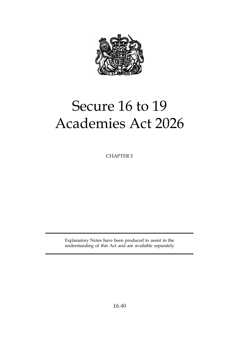 Secure 16 to 19 Academies Act 2026: Chapter 5