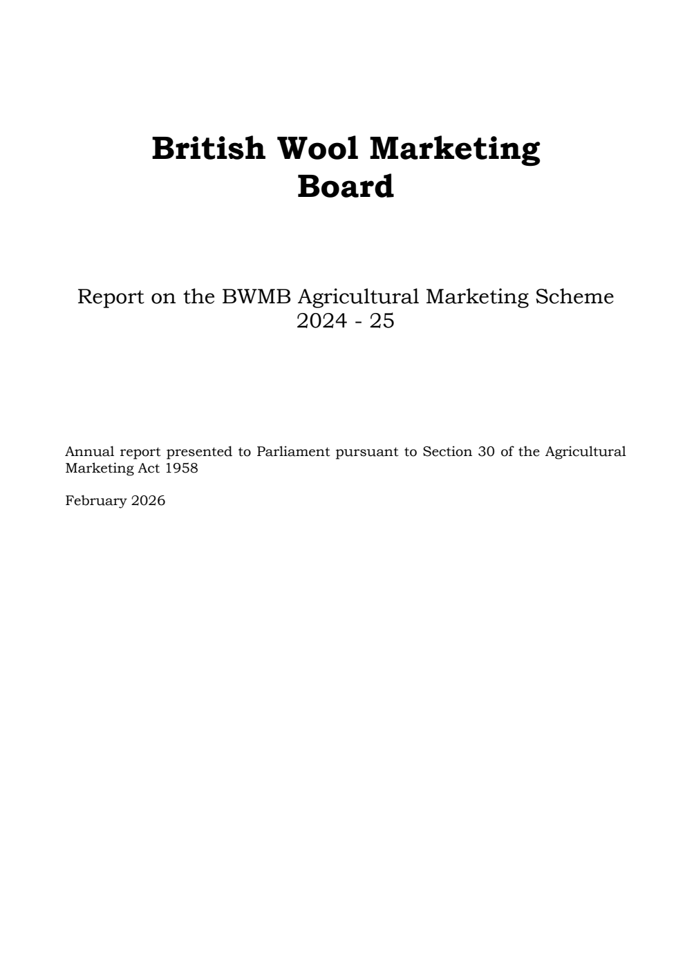 British Wool Marketing Board, Report on the BWMB Agricultural Marketing Scheme 2024-25