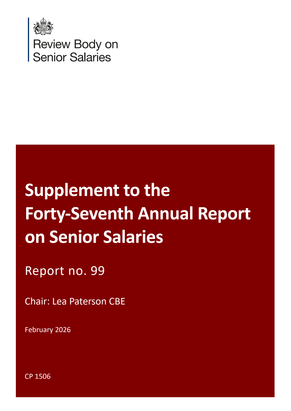 Supplement to the Forty-Seventh Annual Report on Senior Salaries 2025: Report No. 99