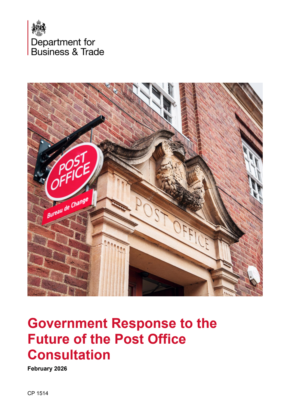 Government Response to the Future of the Post Office Consultation