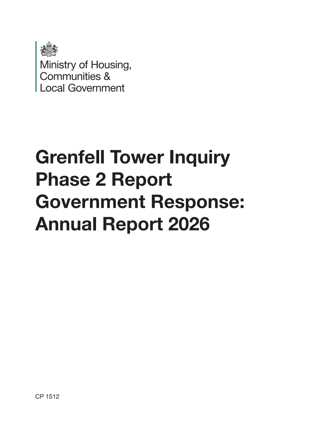 Grenfell Tower Inquiry Phase 2 Report Government Response: Annual Report 2026