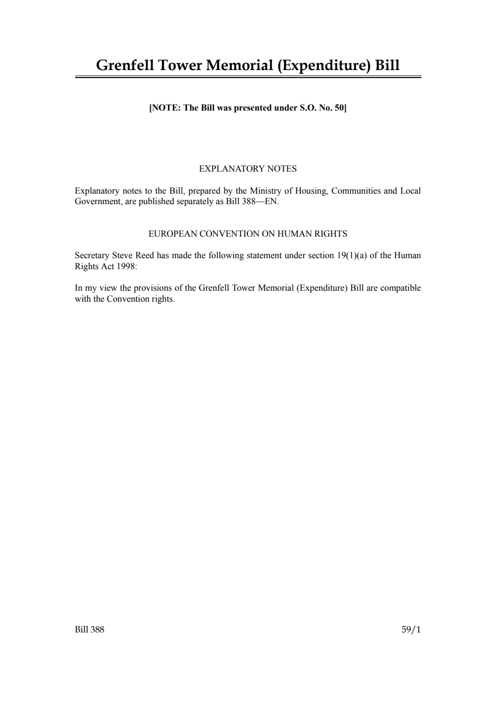 Grenfell Tower Memorial (Expenditure) Bill