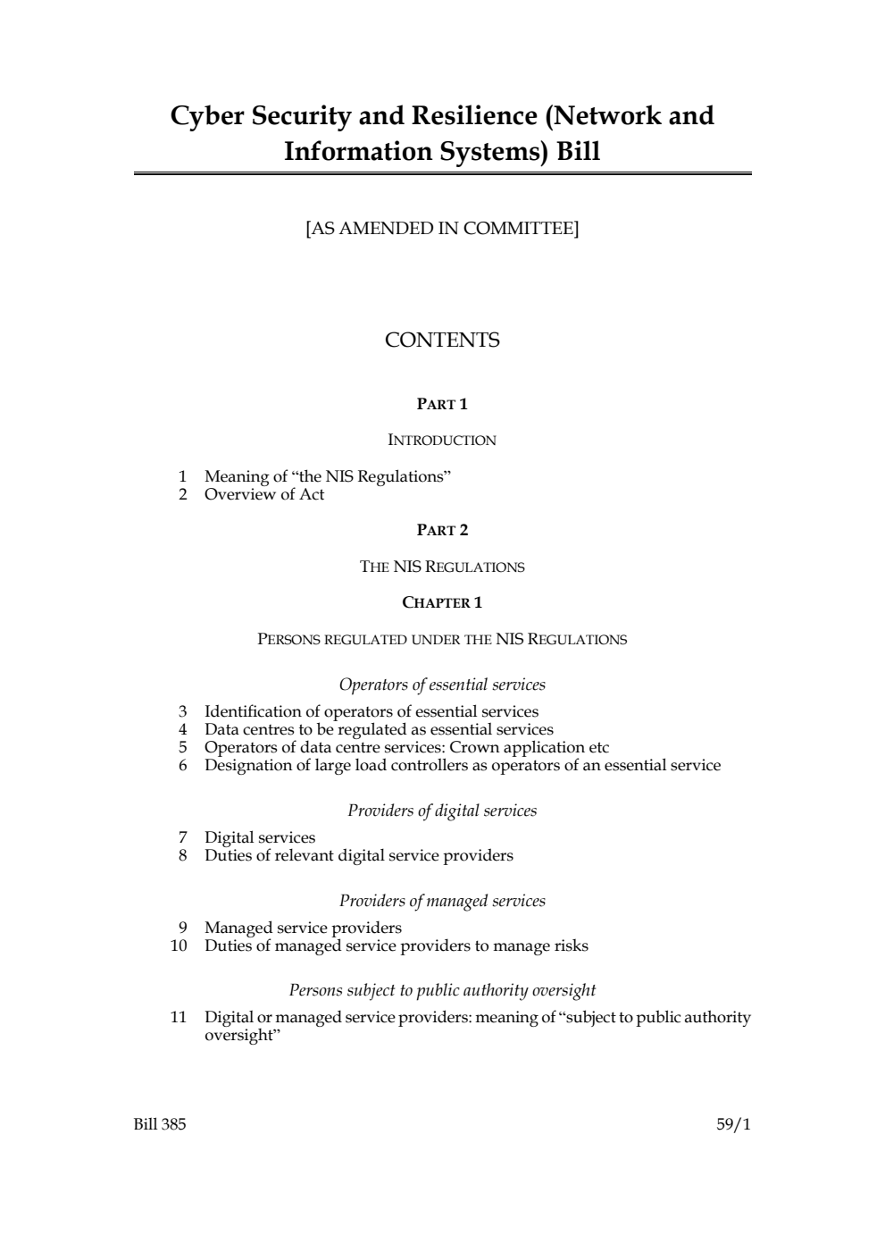 Cyber Security and Resilience (Network and Information Systems) Bill [as amended in Committee]