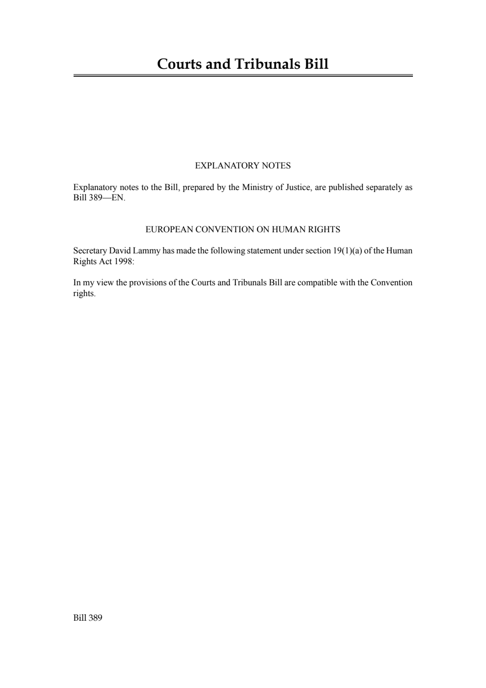 Courts and Tribunals Bill