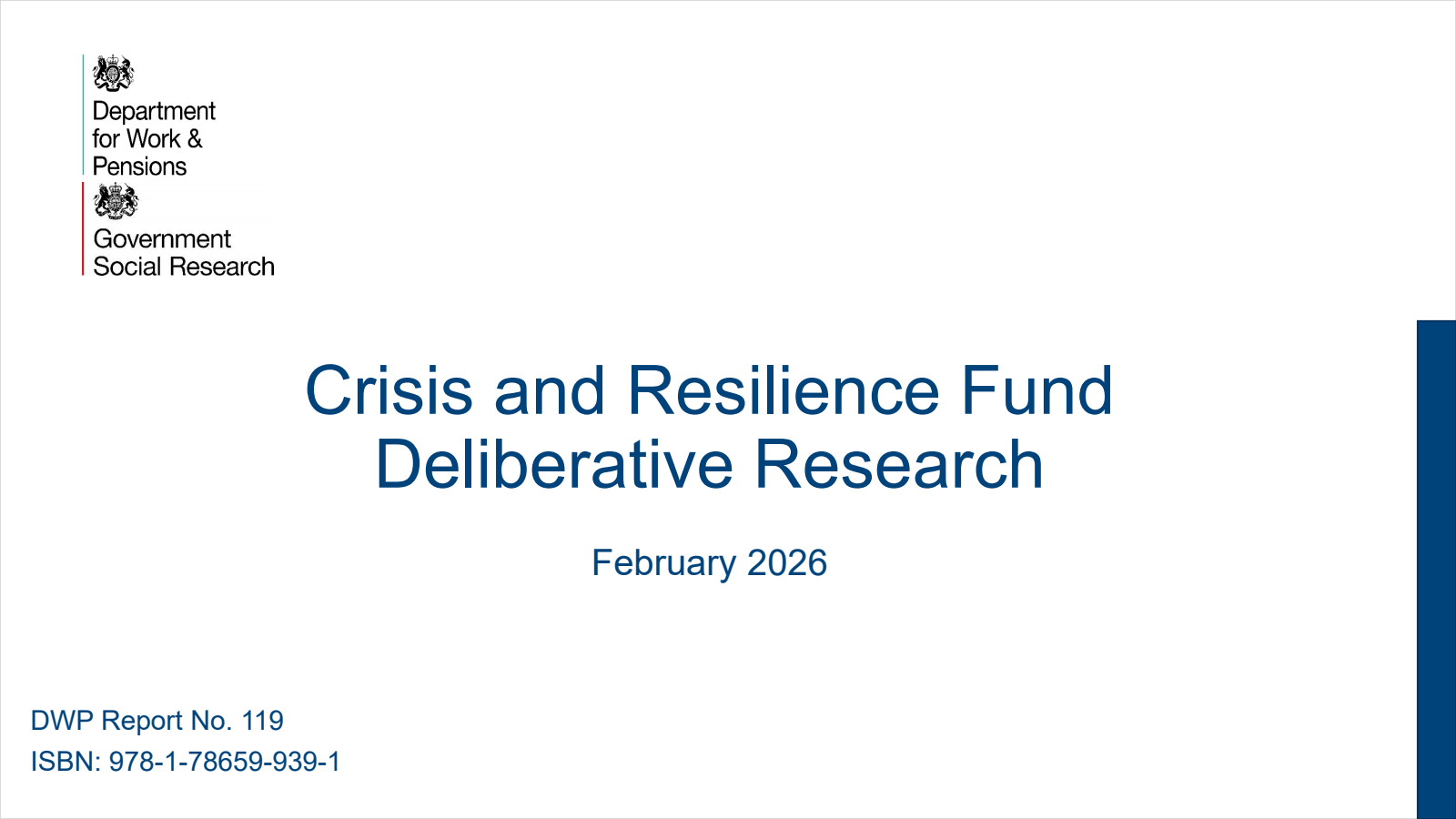 Ad hoc Research Report 119 Crisis and Resilience Fund Deliberative Research