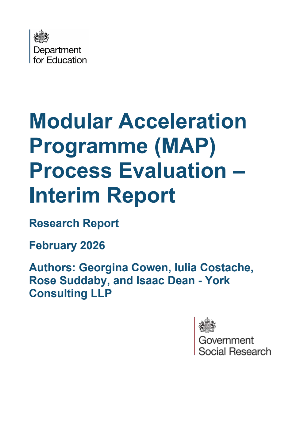 DFE-RR 1604 Modular Acceleration Programme (MAP) Process Evaluation – Interim Report. Research Report. February 2026