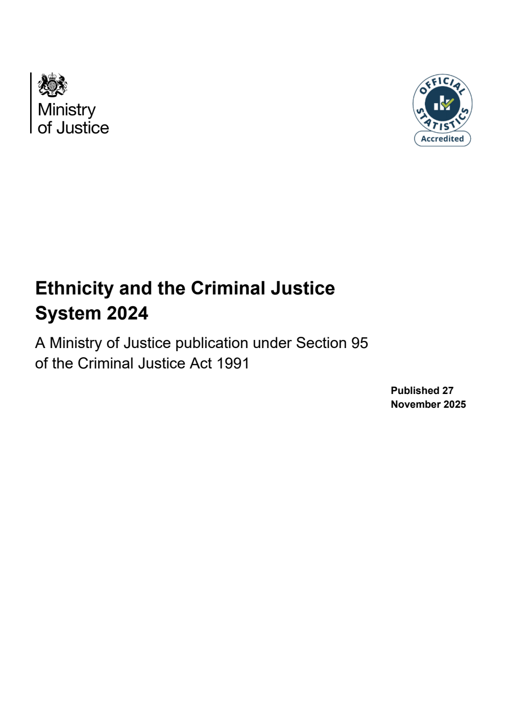 Statistics on Ethnicity and the Criminal Justice System 2024