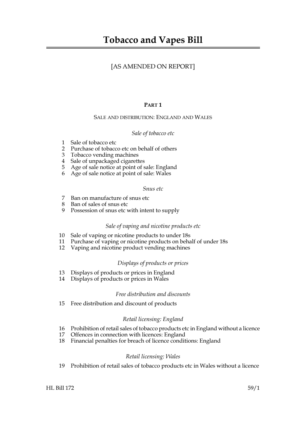 Tobacco and Vapes Bill [as amended on Report]