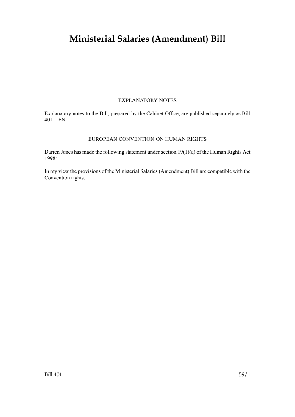 Ministerial Salaries (Amendment) Bill