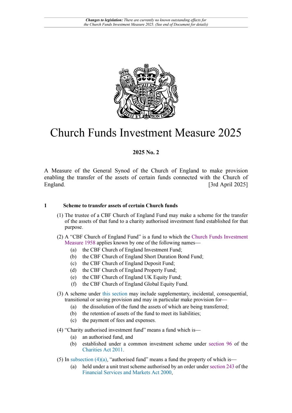 Church Funds Investment Measure 2025. Revised 19 June 2025