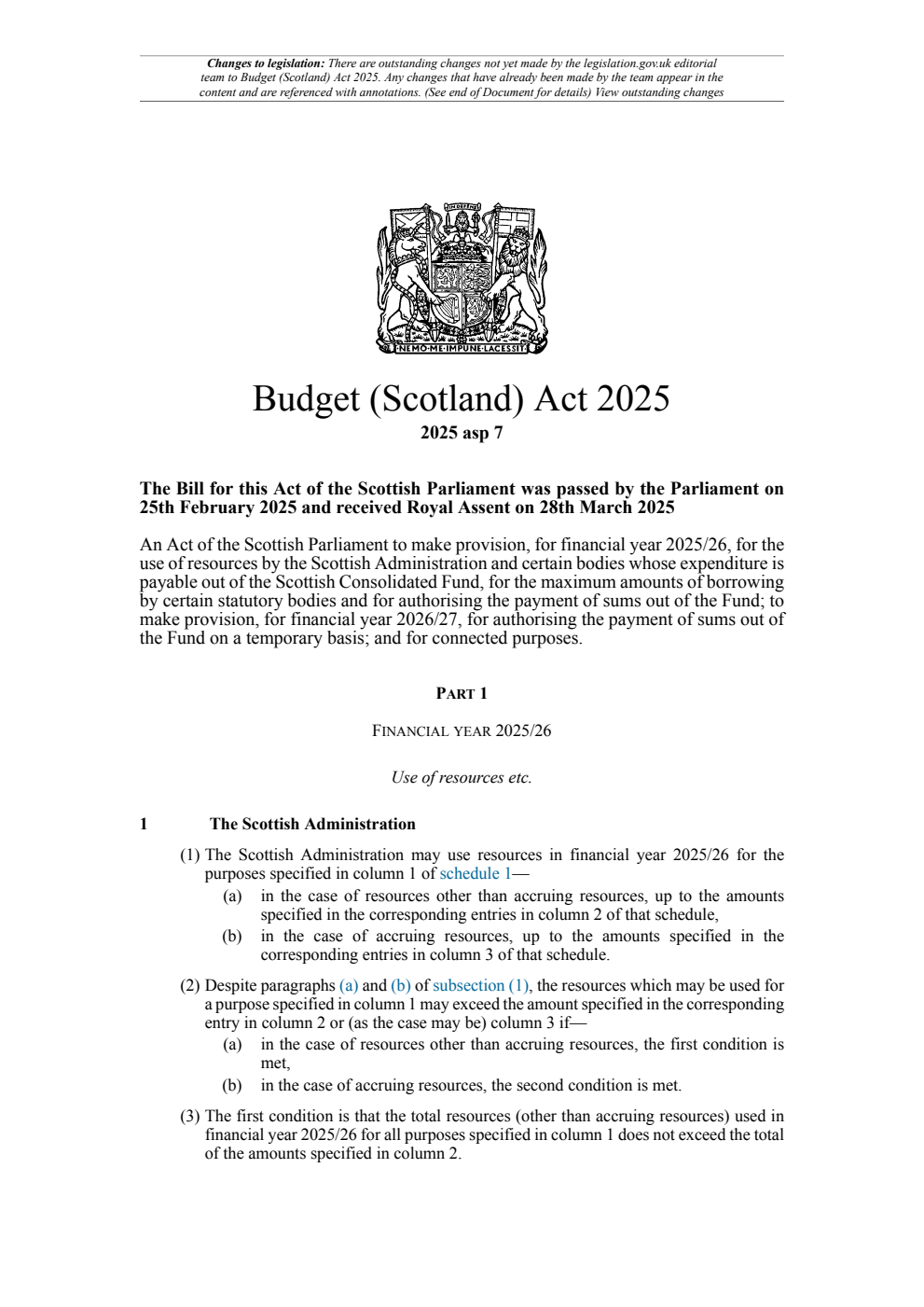 Budget (Scotland) Act 2025. Revised 04 March 2026