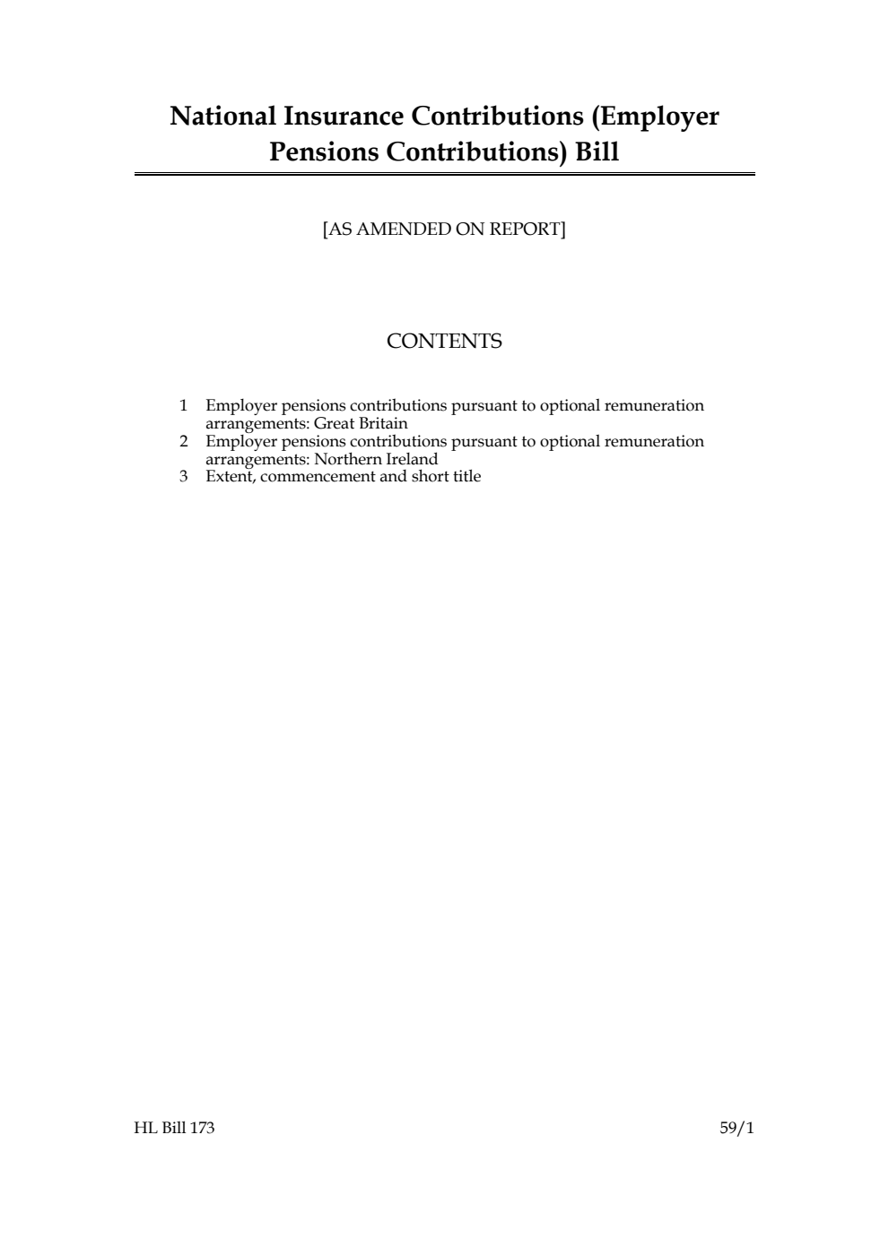 National Insurance Contributions (Employer Pensions Contributions) Bill [as amended on Report]