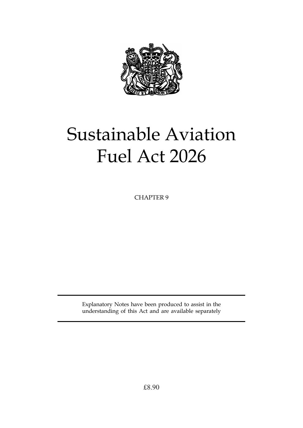 Sustainable Aviation Fuel Act 2026: Chapter 9