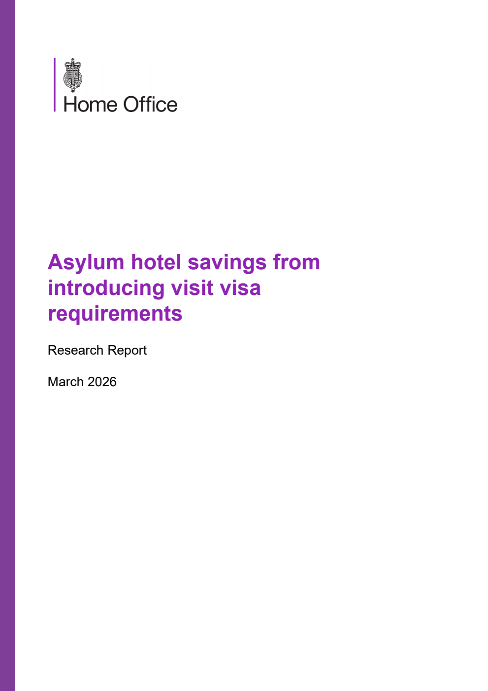 Home Office Research Report Asylum hotel savings from introducing visit visa requirements