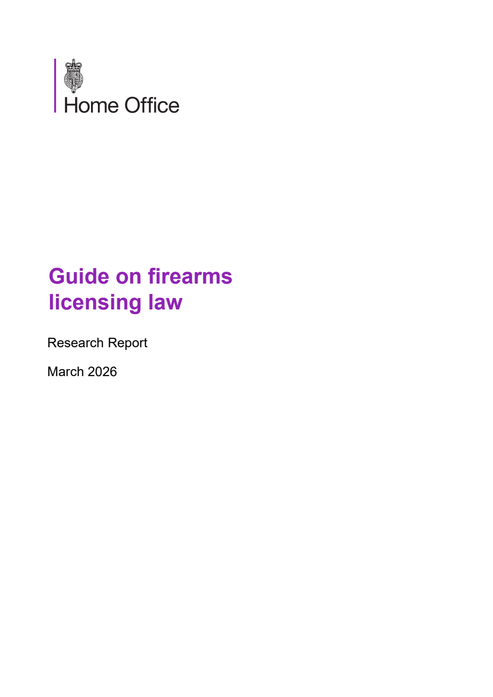 Home Office Research Report Guide on firearms licensing law