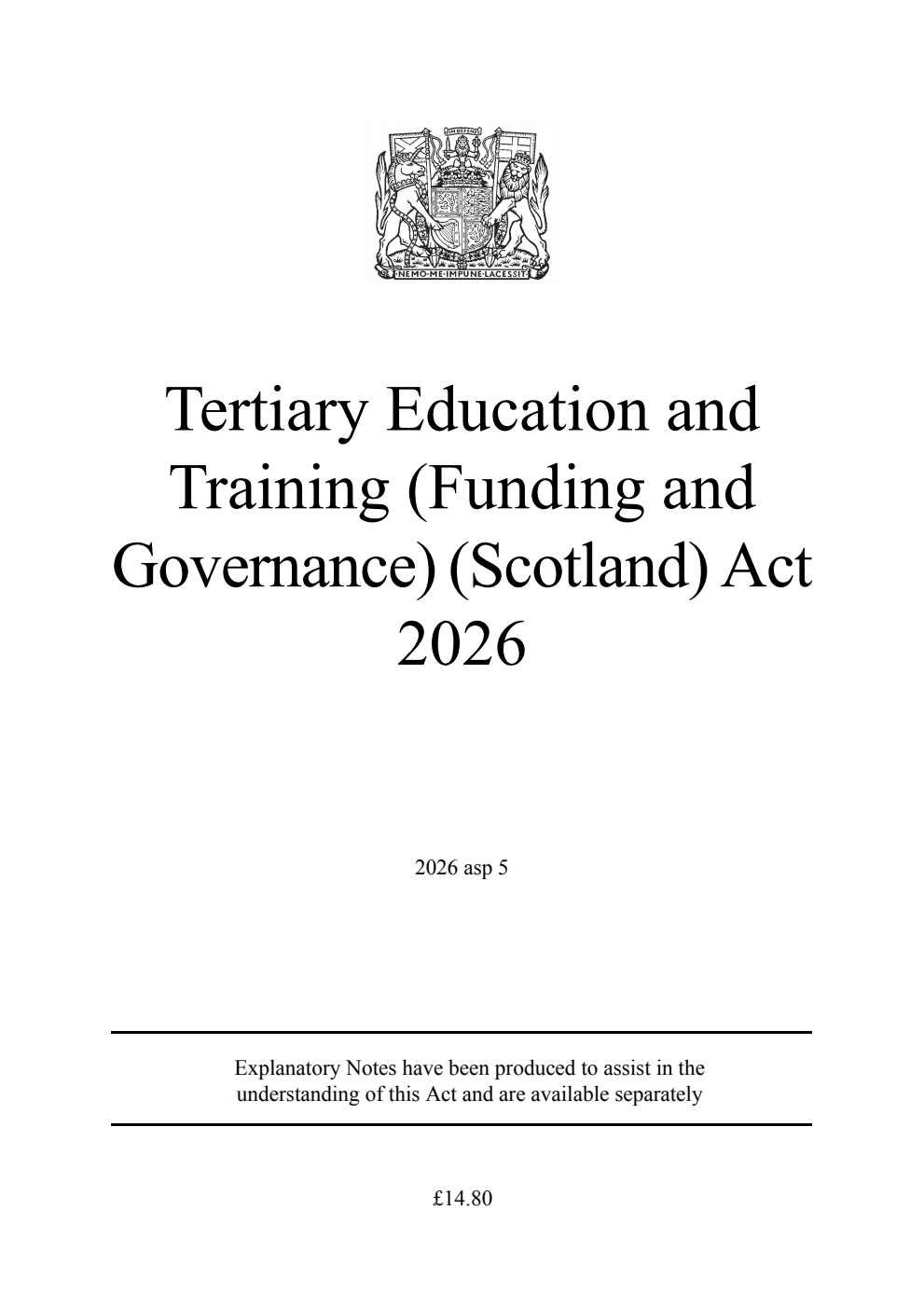 Tertiary Education and Training (Funding and Governance) (Scotland) Act 2026